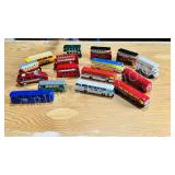 16 toy buses - approx 4' to 6' L