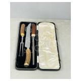 vintage stag handle carving set - Hawkedge, Eng.