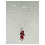 Garnet & 925 silver pendant & chain