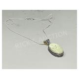 Jasper & 925 silver pendant & chain