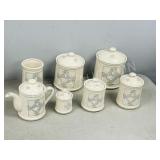 7 pc ceramic canister set 'Mother Goose' design