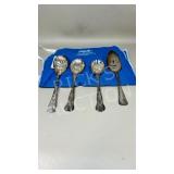 silver plated berry spoons & cake server