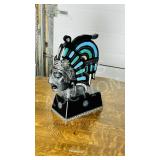 Aztec Obsidian & precious stone bust on stand