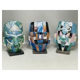 3 semi precious stone masks - 9' tall