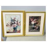 pair- framed Floral prints, 18' x 22', 18 x 22.5'
