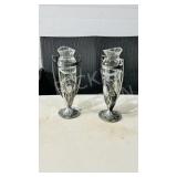 pair of WMF cut crystal & metal vases - 9' tall