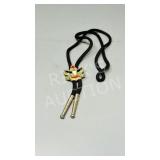 Aztec design bolo tie w/ gemstone insets