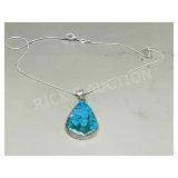 Turquoise & 925 silver pendant & chain