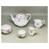 Royal Albert 'petit point' Teapot, cream & sugar
