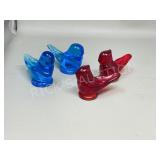 4-art glass birds, signed- Titan, Arizona