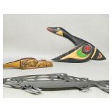 3pc- Haida wall decor, 1 metal, 2 cedar
