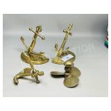 4pc-brass nautical theme-book ends, pen holder
