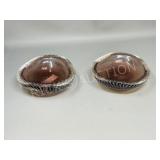 pair- art glass dishes w/ controlled bubbles