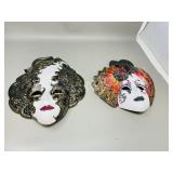 pair of ornate masks, wall decor - 10.5' long