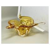 vintage art glass centerpiece w/ label - 4.5 x 10'