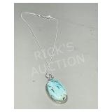 Turquoise & 925 silver pendant & chain