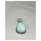 Amazonite & 925 silver pendant & chain