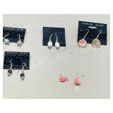 5 pairs of earrings - Turquoise, Coral, Onyx, MOP