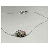 Tibetan pendant Lapis Lazuli & Coral & 925 chain