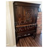 vintage Jacobean style oak cabinet
