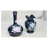 pair-hand painted vases- signed