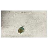 Chrysocolla & silver pendant & silver chain