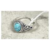 Turquoise & silver ring - size 9