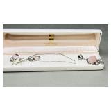 925 silver pendant/ earrings (pink)