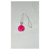 Pink Agate pendant & sterling chain