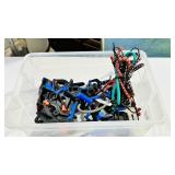 bin of small clamps & bungee cords