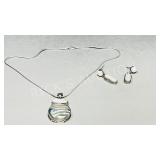 925 silver pendant/ earrings (abalone)