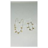 18k gold (585) heart necklace & bracelet - 10.7g