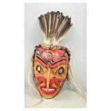 Indigenous carved Eagle Spirit mask - signed C.M.J