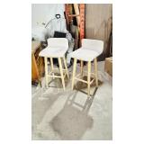 pair of fabric seat counter stools