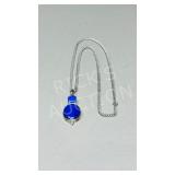 sterling dark blue stone pendant & necklace