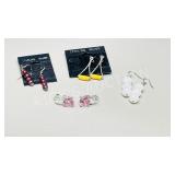 4 pair sterling earrings w/Jade,Pearl,Topaz, amber