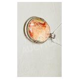 Fossil Coral & sterling silver pendant & chain
