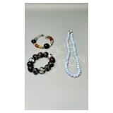 3 pcs beaded jewelry - 2 braclets & necklace