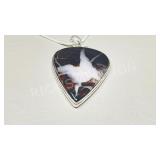 Septarian & silver pendant & chain