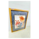 oak framed print girl w/ poppies - 20' x 26.5'