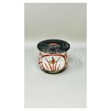 3' signed stoneware condiment bowl w/ lid
