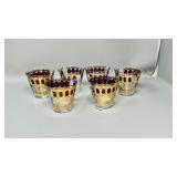 set of 6 Culver, Cranberry scrolls glasses