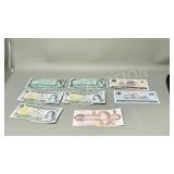 6 Canadian paper bills & 2 Chinese