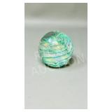 2 1/2' art glass paper weight , marked GES