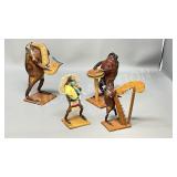 set- 4 taxidermy frog ornament band members
