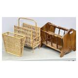 3- magazine stands, 2 wicker, 1 wood