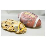 Louisvlle slugger ball glove & Wilson CFL football