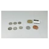5 Canadian 1/2 dollars & 3 token dollars