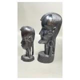 2 carved Tanzanian African figures - 6.5' & 10'