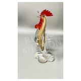 7.5' tall art glass rooster w/ label, Italy